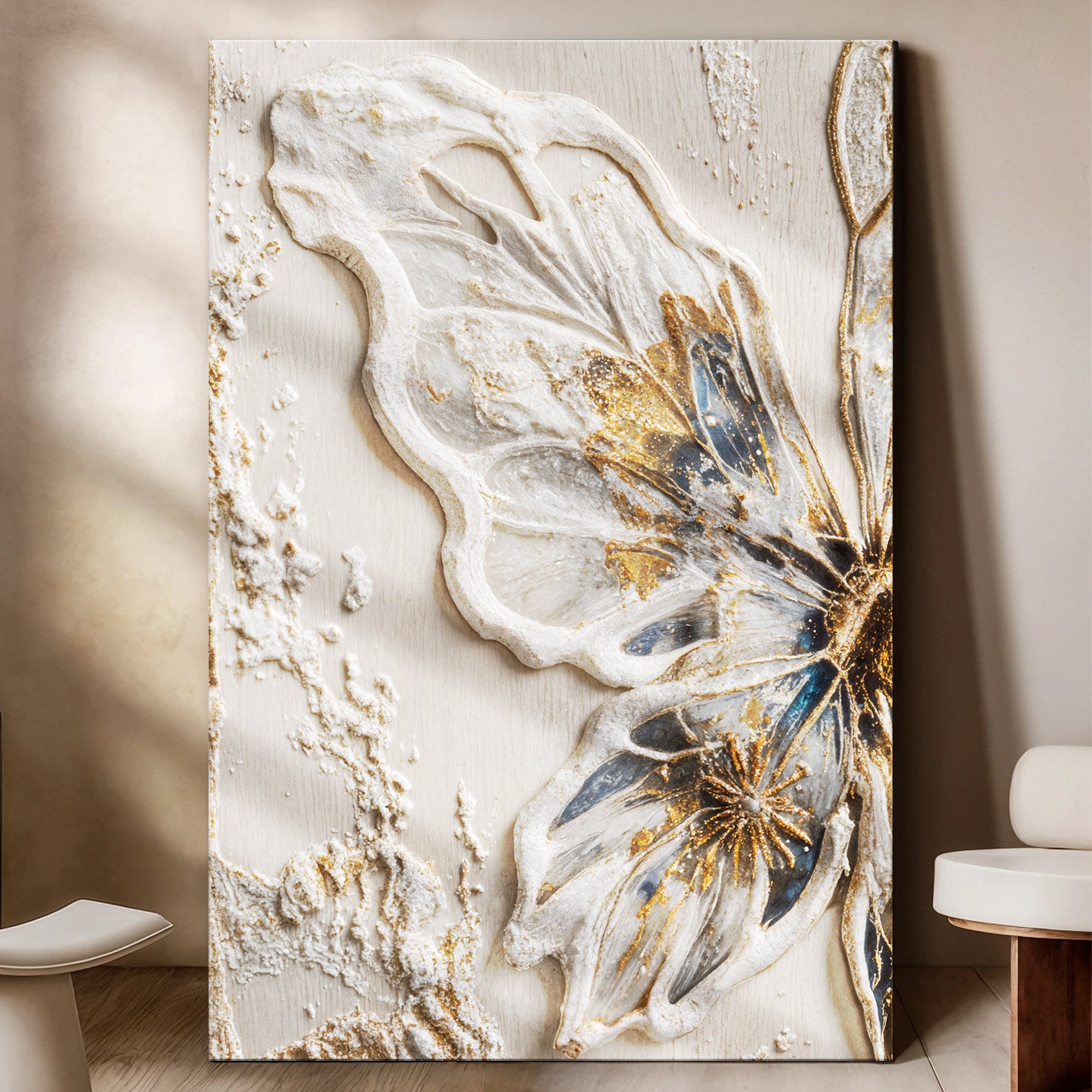 Half Butterfly wall art with nature-inspired artwork - product view 2