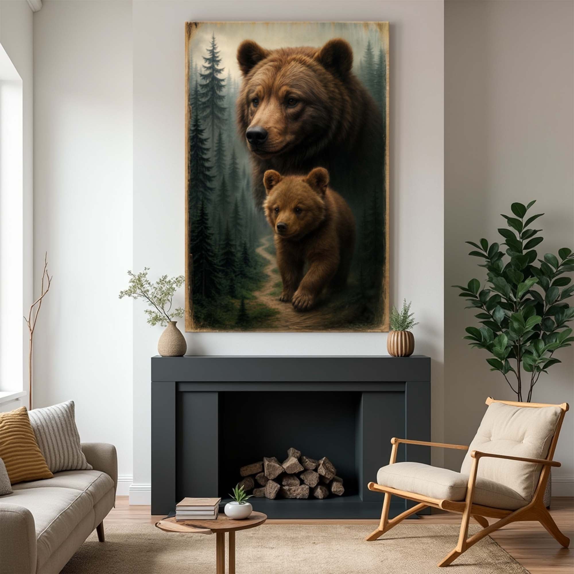 Path of the Wild Kin Bear and Cub wall art with nature-inspired artwork - product view 3