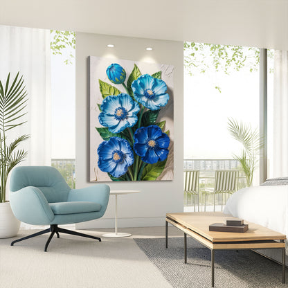 Blue Blossom Bouquet Impasto wall art with nature-inspired artwork - product view 4