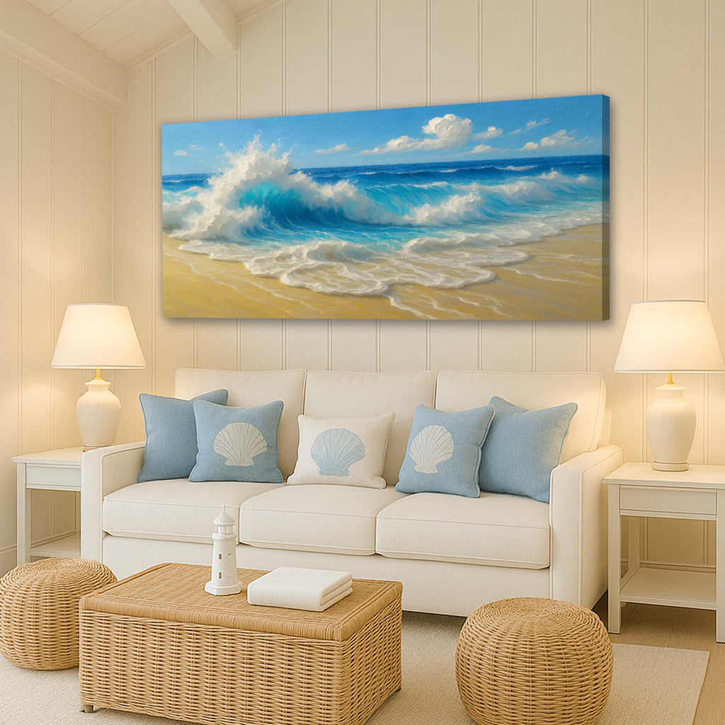 Serene Ocean Wave Coastal V wall art with nature-inspired artwork - product view 4