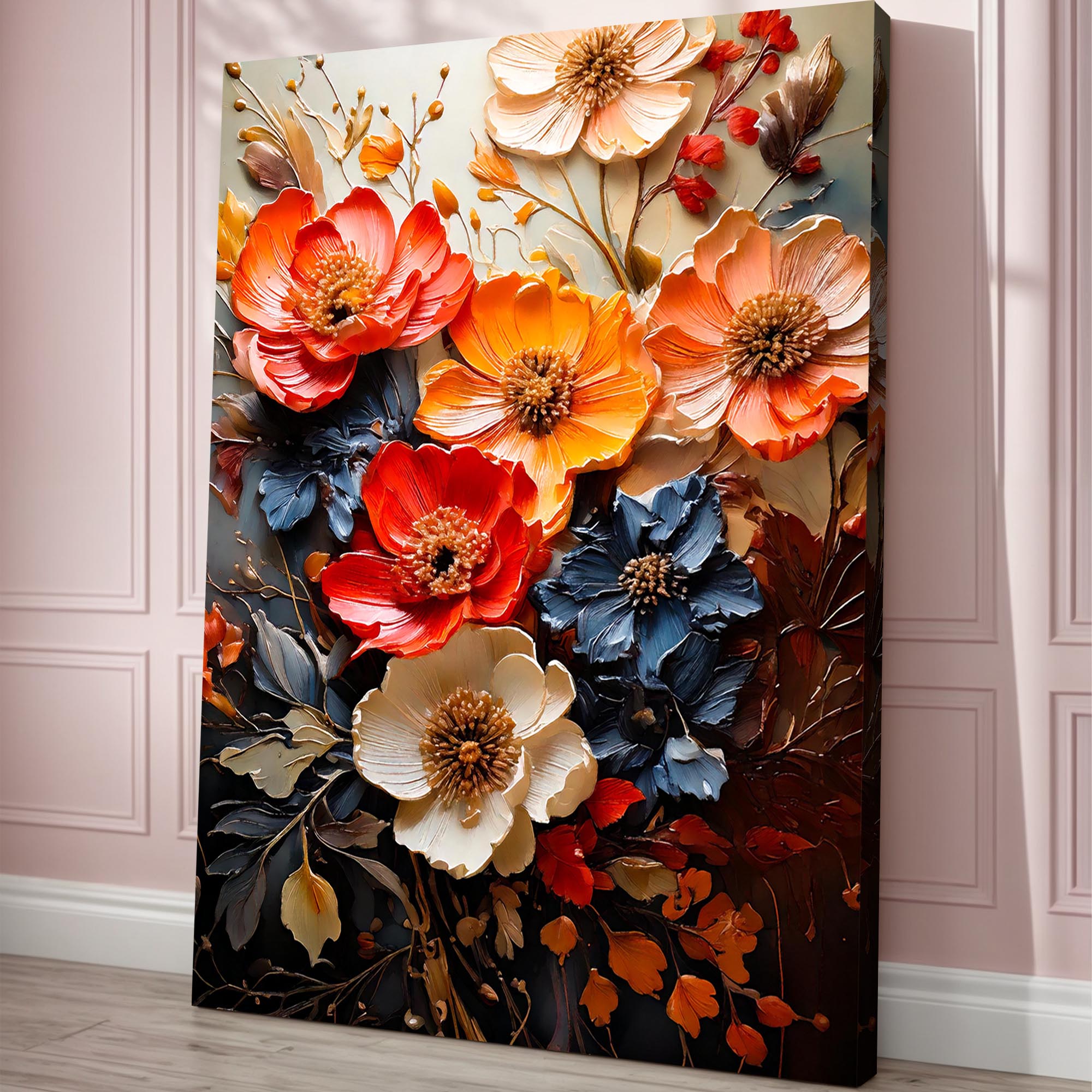 Blooming Garden Rhapsody Impasto wall art with nature-inspired artwork - product view 4