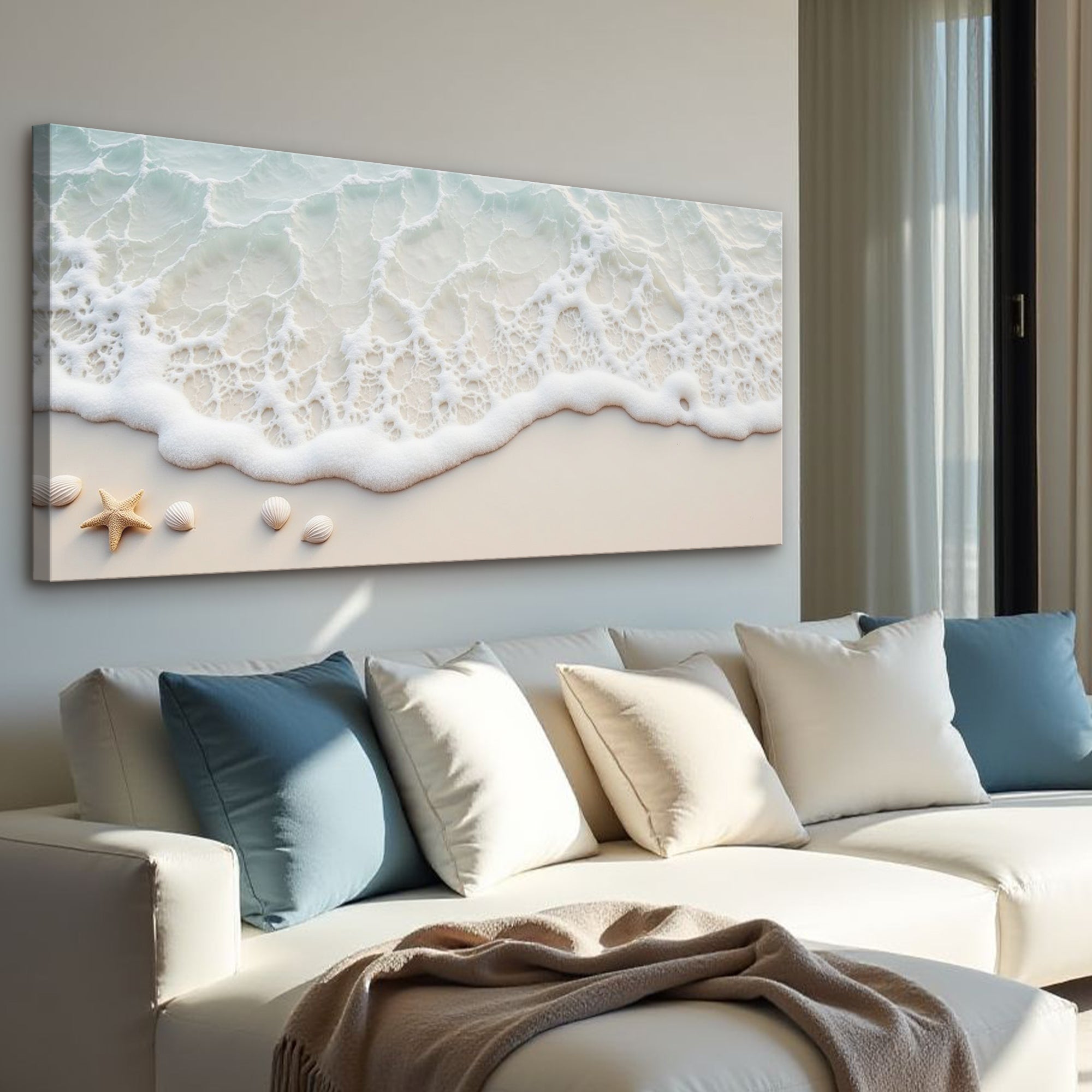Serene Ocean Wave Coastal X wall art with nature-inspired artwork - product view 3