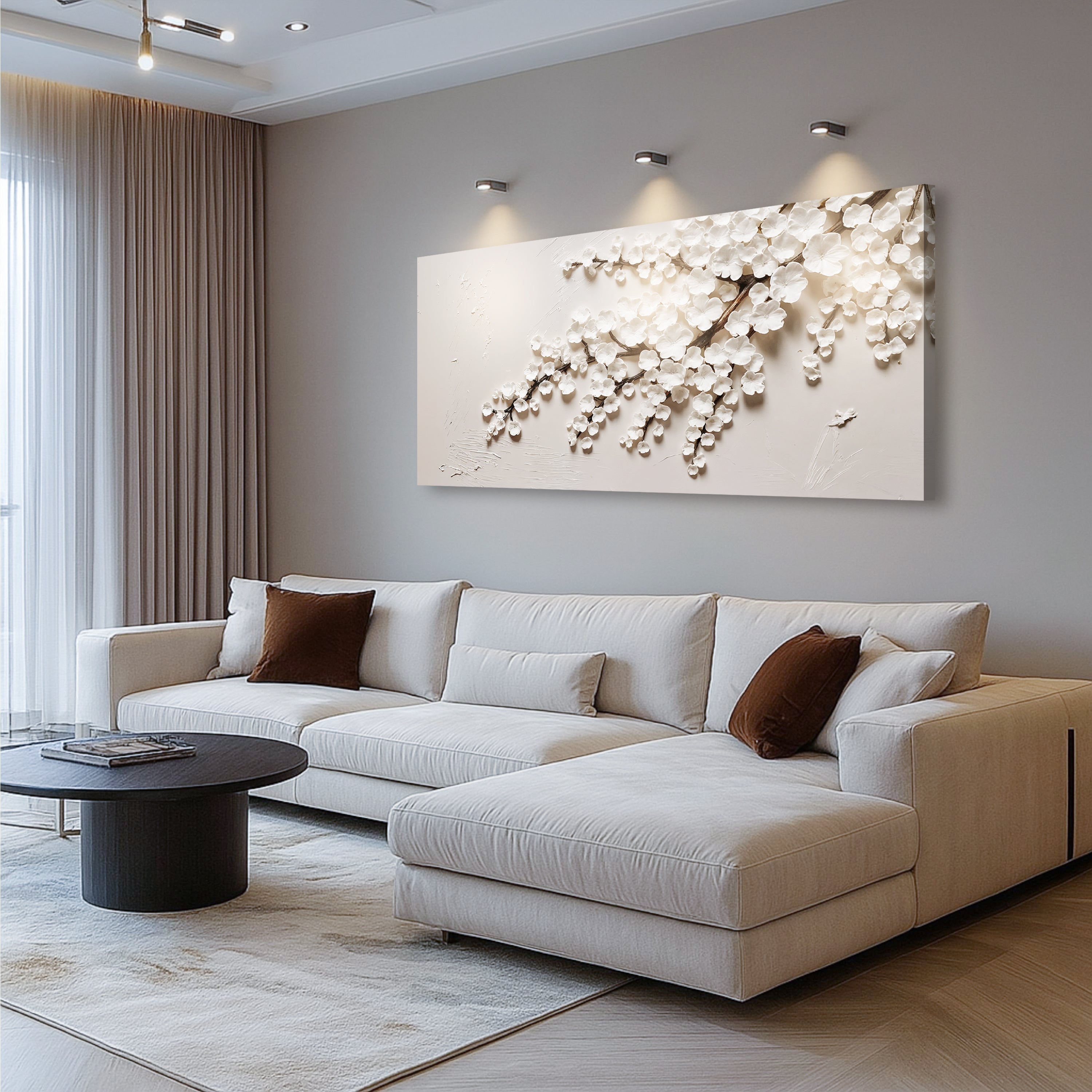 White Cherry Blossom wall art with nature-inspired artwork - product view 4
