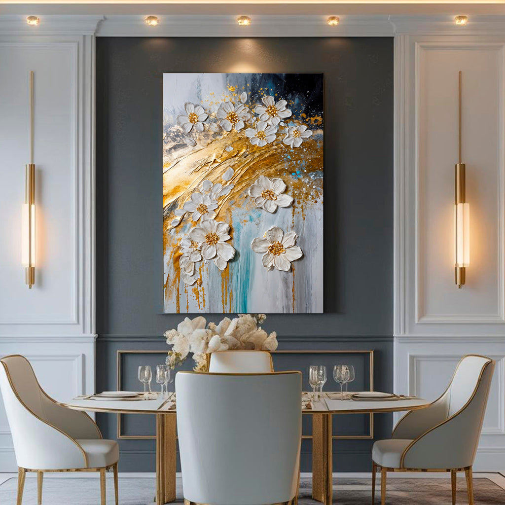 Abstract Gold Floral wall art with nature-inspired artwork - product view 4
