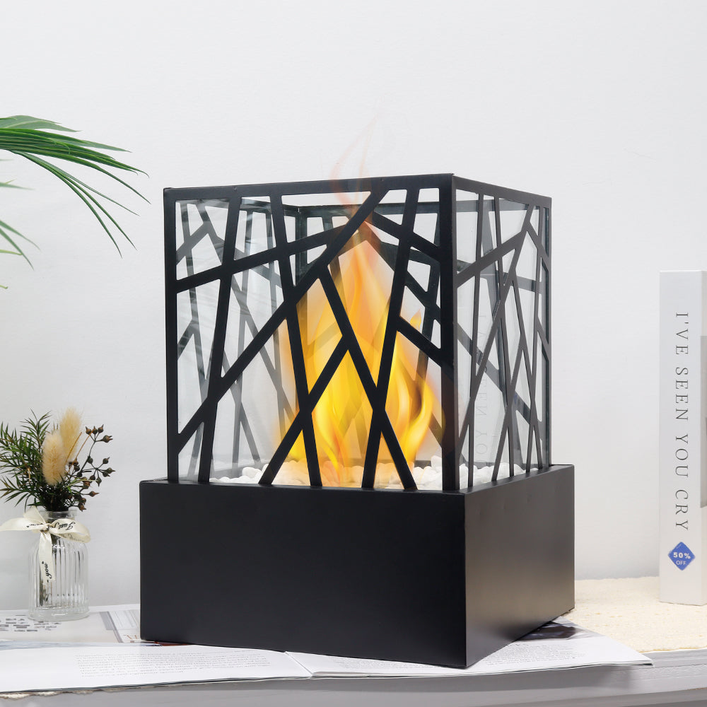 Jhy Design Portable Fire Pit Bowl 29cm H – Clean gel & ethanol fireplaces with nature-inspired artwork - product view 3