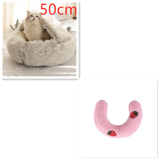 2 in 1 Dog and Cat Bed Pet Winter Bed Round Plush Warm Bed House Soft uncategorized / needs cleanup with nature-inspired artwork - product view 23
