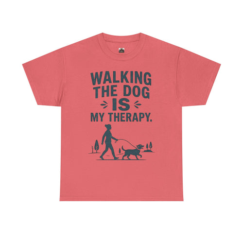 Walking the Dog Is My Therapy T t-shirt with nature-inspired artwork - product view 2