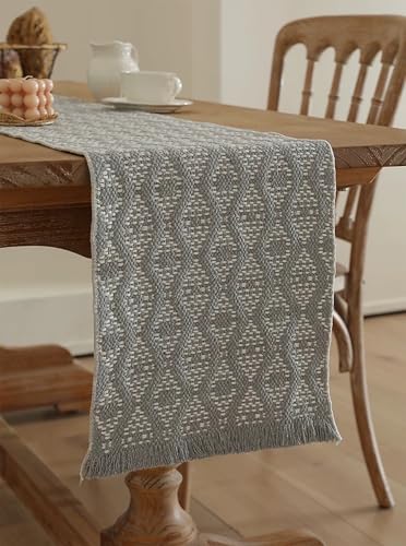 Modern Diamond Woven Table Runner 14" W x 72" L