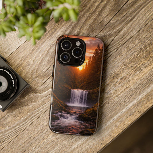 Evergreen Waterfall Phone Case — Vibrant Forest Nature Design