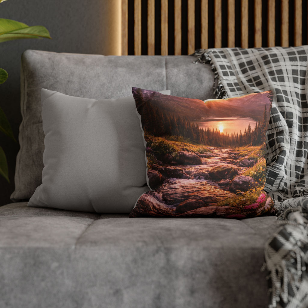 Mountain Meadow Lake Pillow Cover