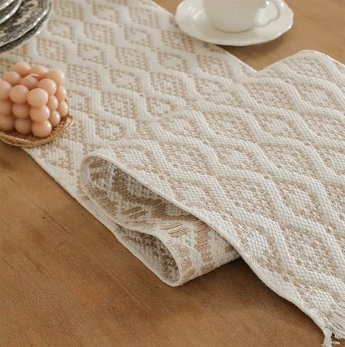 Modern Diamond Woven Table Runner 14" W x 72" L