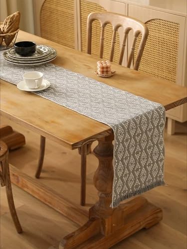 Modern Diamond Woven Table Runner 14" W x 72" L