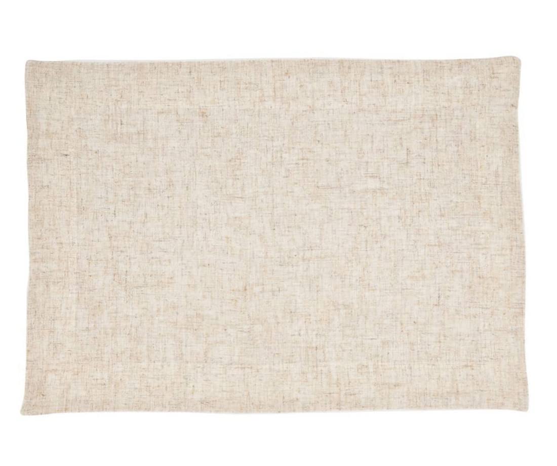 Natural & White Two-Tone Banded Border Placemats, Table Runner or Napkins