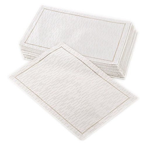 Linette Shimmering Hemstitched Table Runner, Tablecloth or Napkins