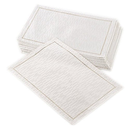 Linette Shimmering Hemstitched Table Runner, Tablecloth or Napkins
