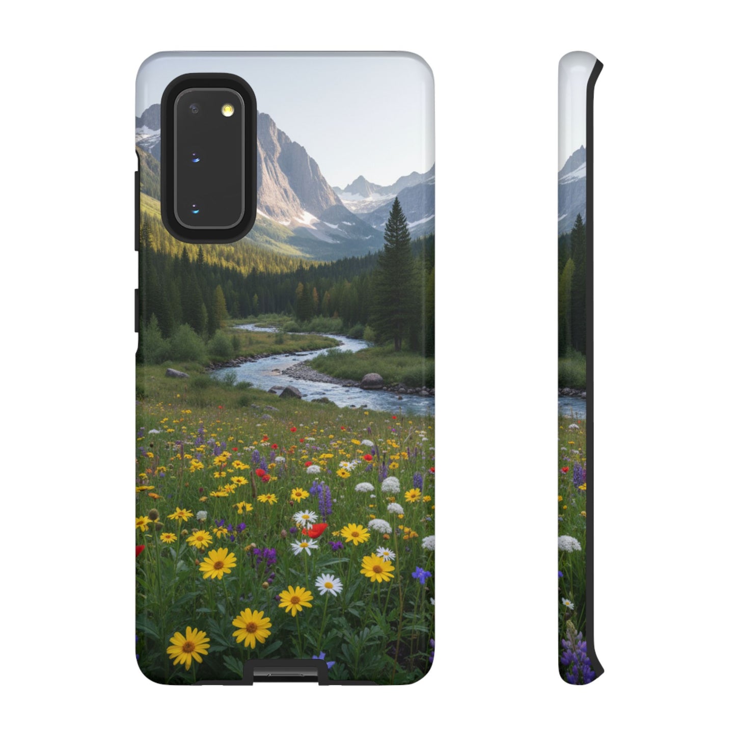 Mountain Meadow Serenity Phone Case - Tough Case with Nature Scenic Design