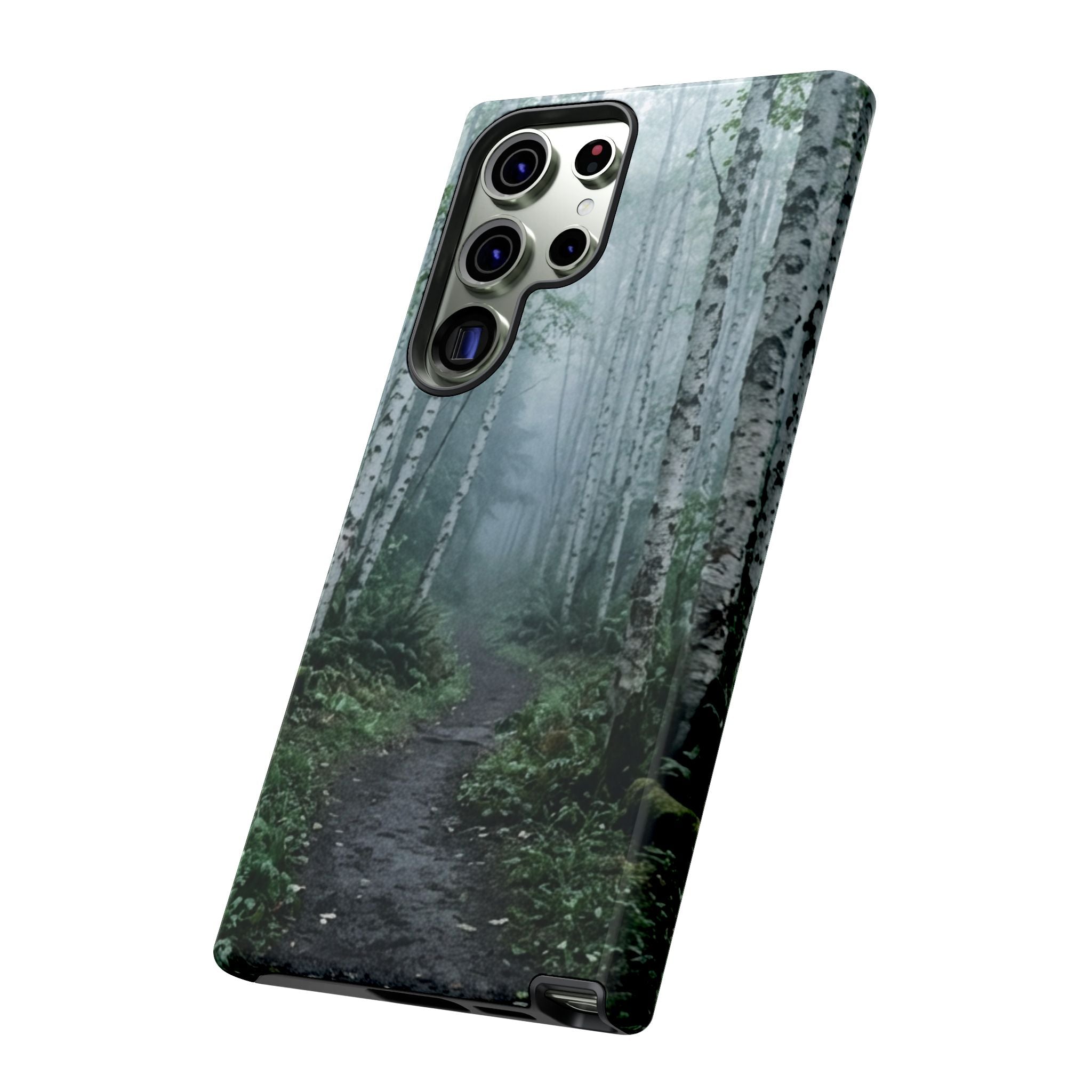 Twilight Birch Tree Path Phone Case