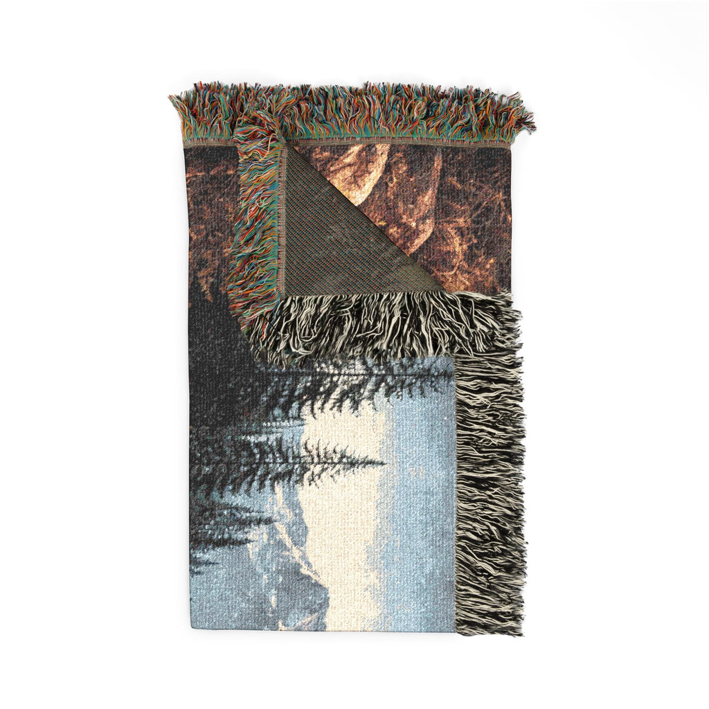 Campfire At Mountain Lake Woven Blanket home decor with nature-inspired artwork - product view 6