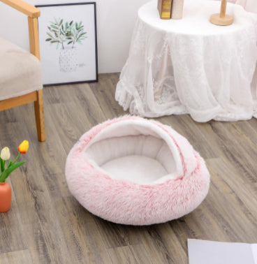 2 in 1 Dog and Cat Bed Pet Winter Bed Round Plush Warm Bed House Soft uncategorized / needs cleanup with nature-inspired artwork - product view 8