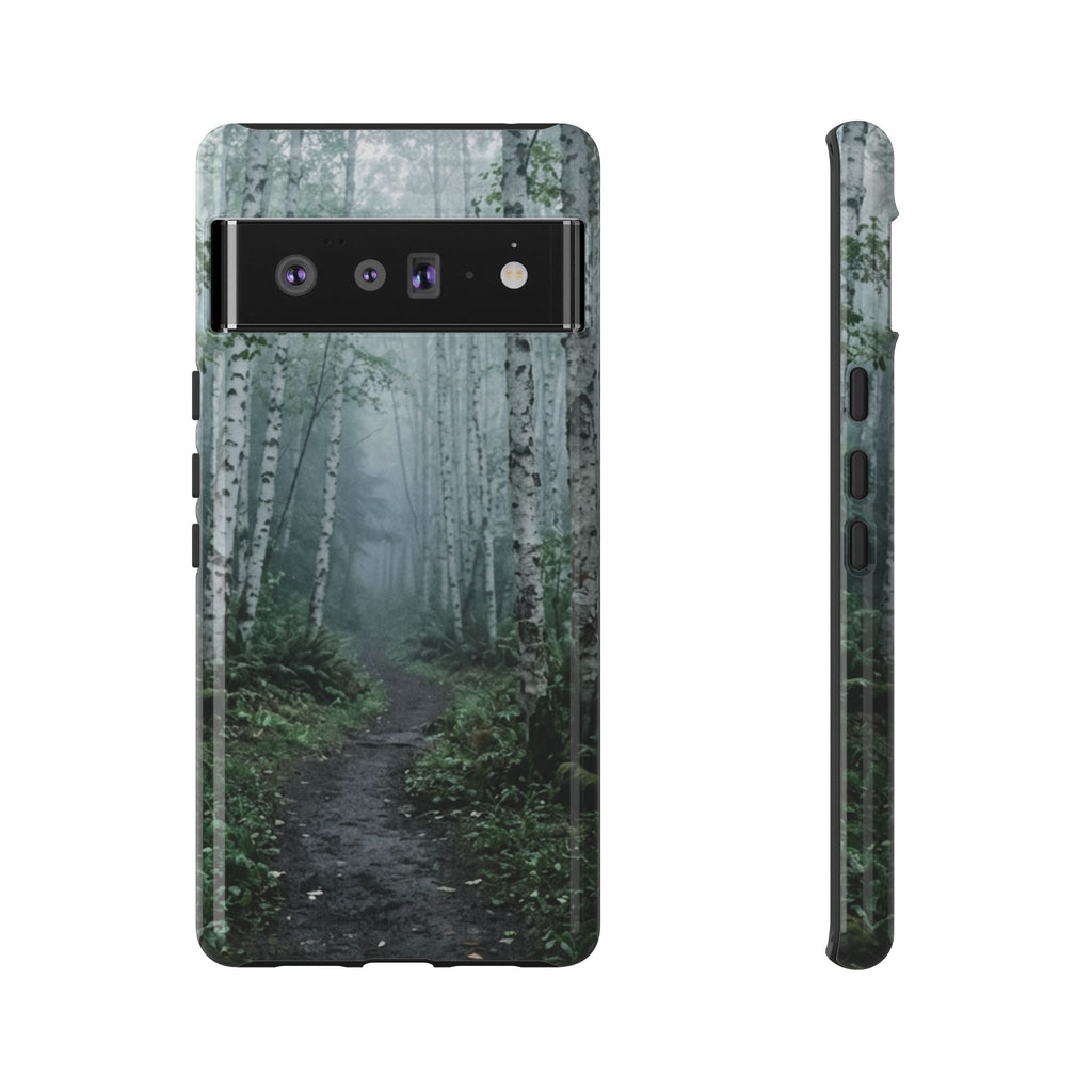 Twilight Birch Tree Path Phone Case