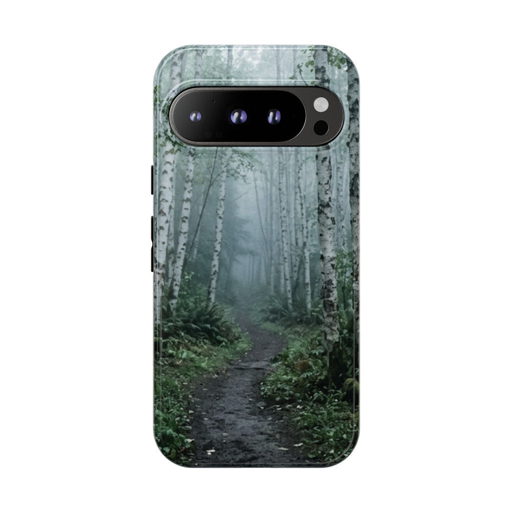 Twilight Birch Tree Path Phone Case