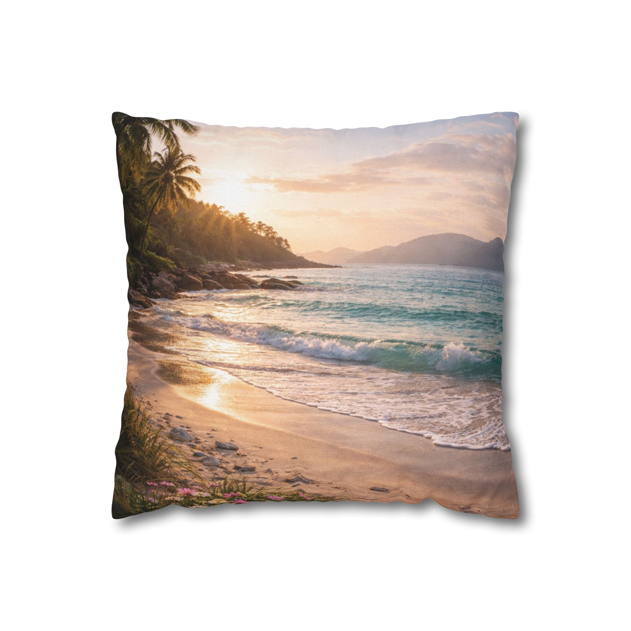 Sunlit Coastal Throw Pillow Cover