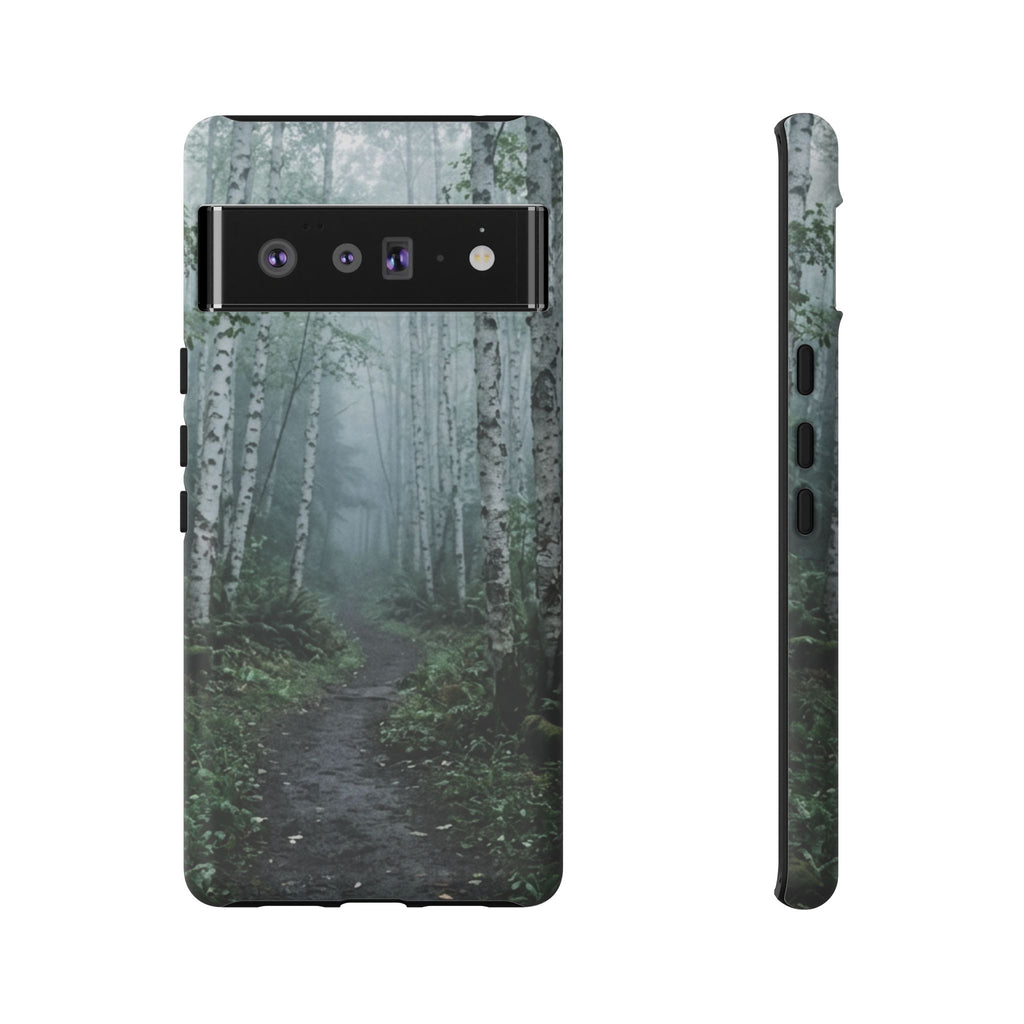 Twilight Birch Tree Path Phone Case