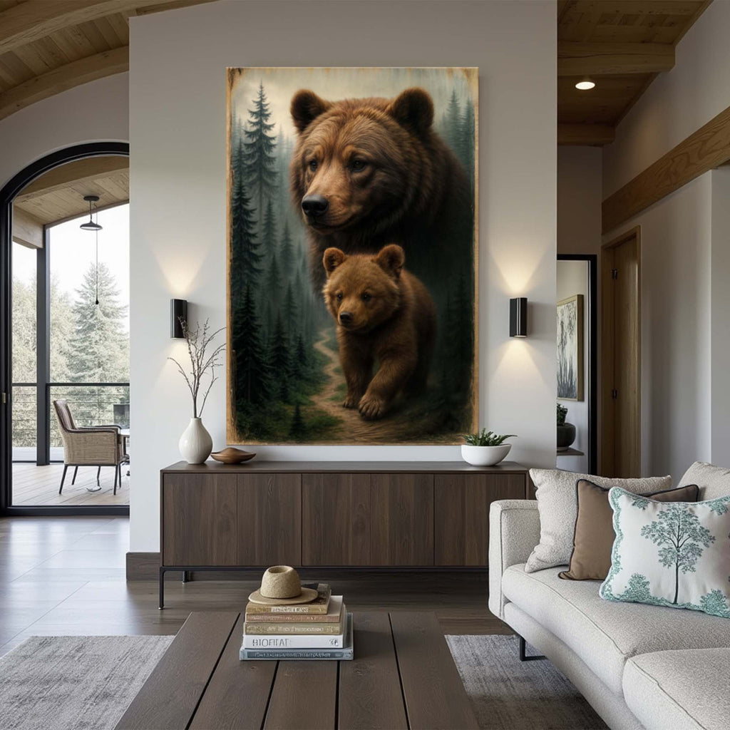 Path of the Wild Kin Bear and Cub wall art with nature-inspired artwork - product view 4