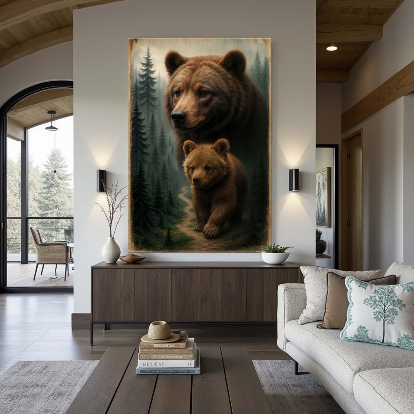 Path of the Wild Kin Bear and Cub wall art with nature-inspired artwork - product view 4