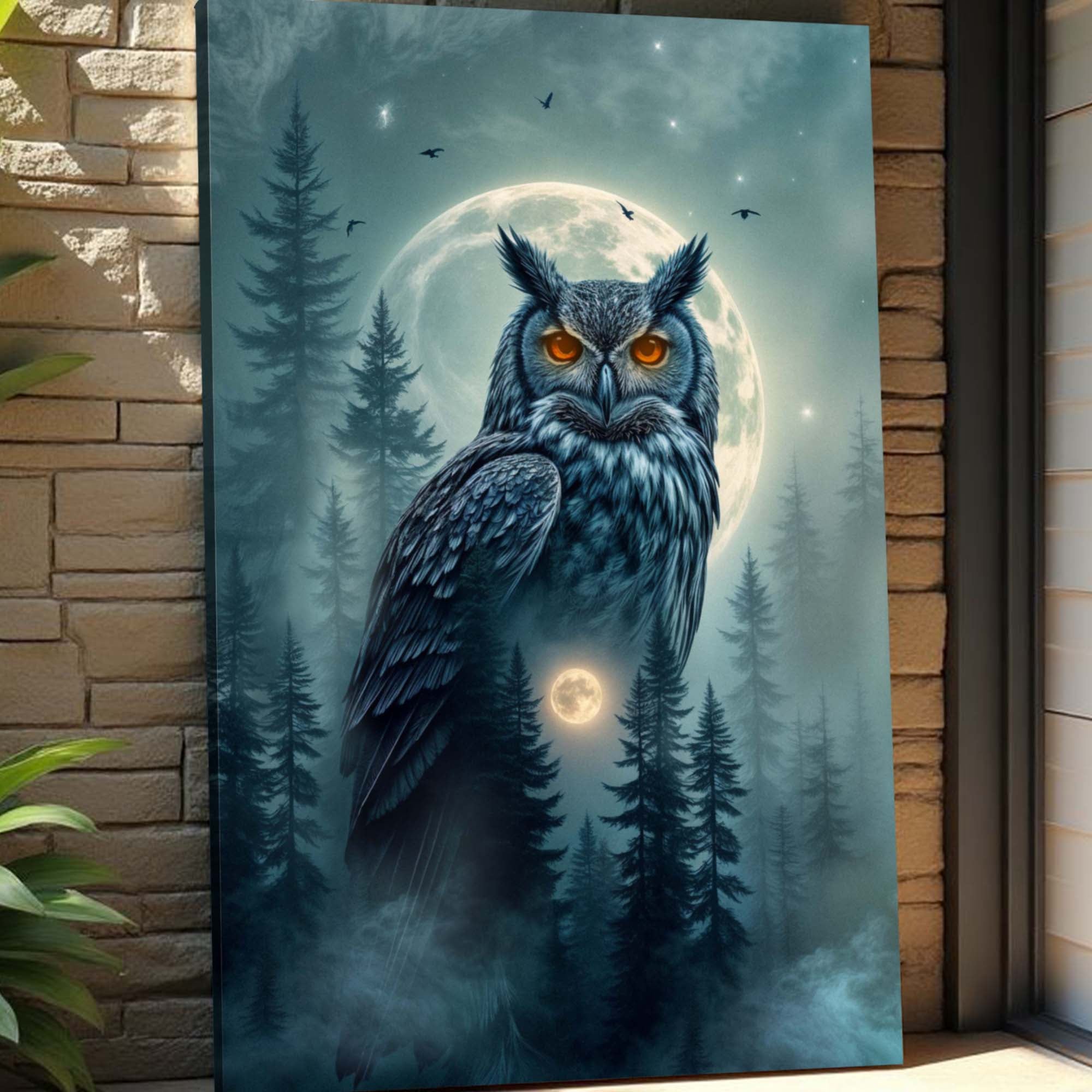 Owl Double Exposure Ii wall art with nature-inspired artwork