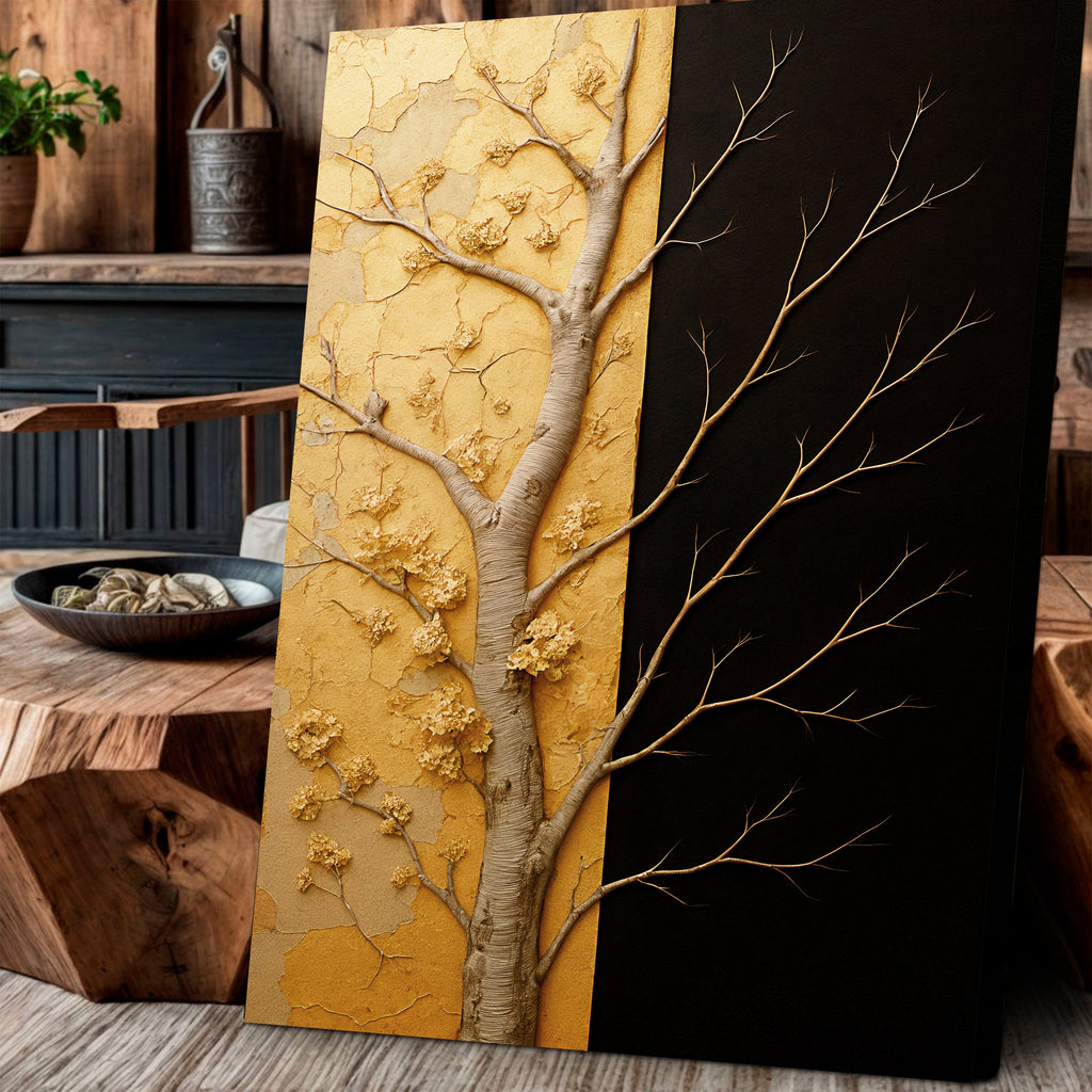 Golden Eclipse Impasto wall art with nature-inspired artwork - product view 5