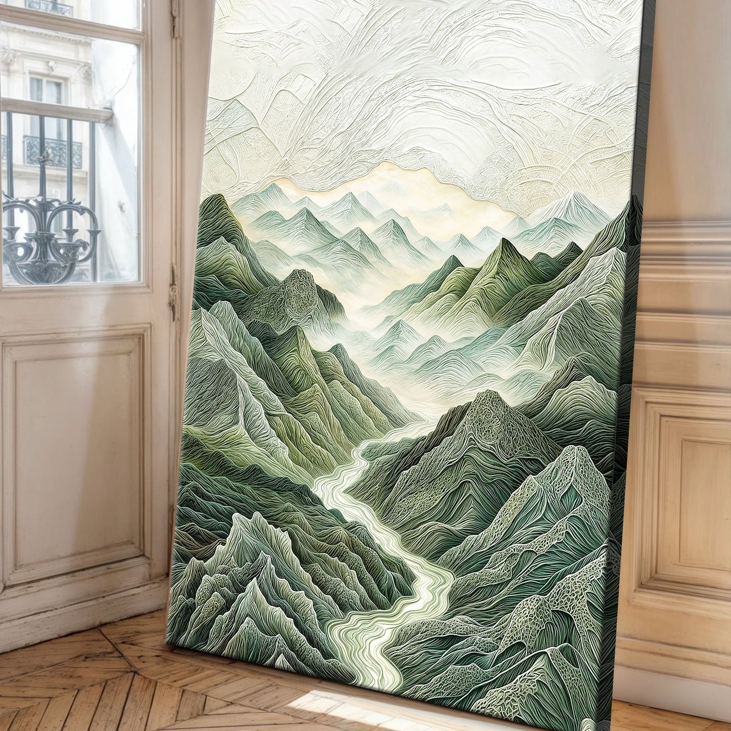 Abstract Mountain and River Landscape wall art with nature-inspired artwork - product view 5