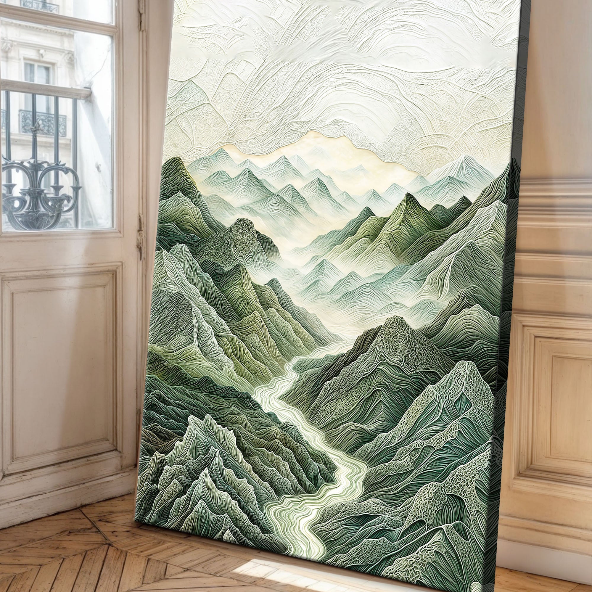 Abstract Mountain and River Landscape wall art with nature-inspired artwork - product view 5
