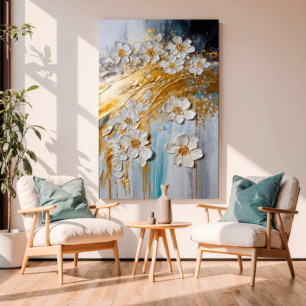Abstract Gold Floral wall art with nature-inspired artwork - product view 5
