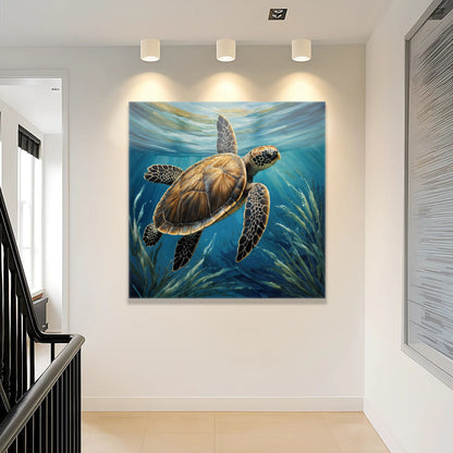 Turtle in Seagrass Coastal wall art with nature-inspired artwork - product view 5