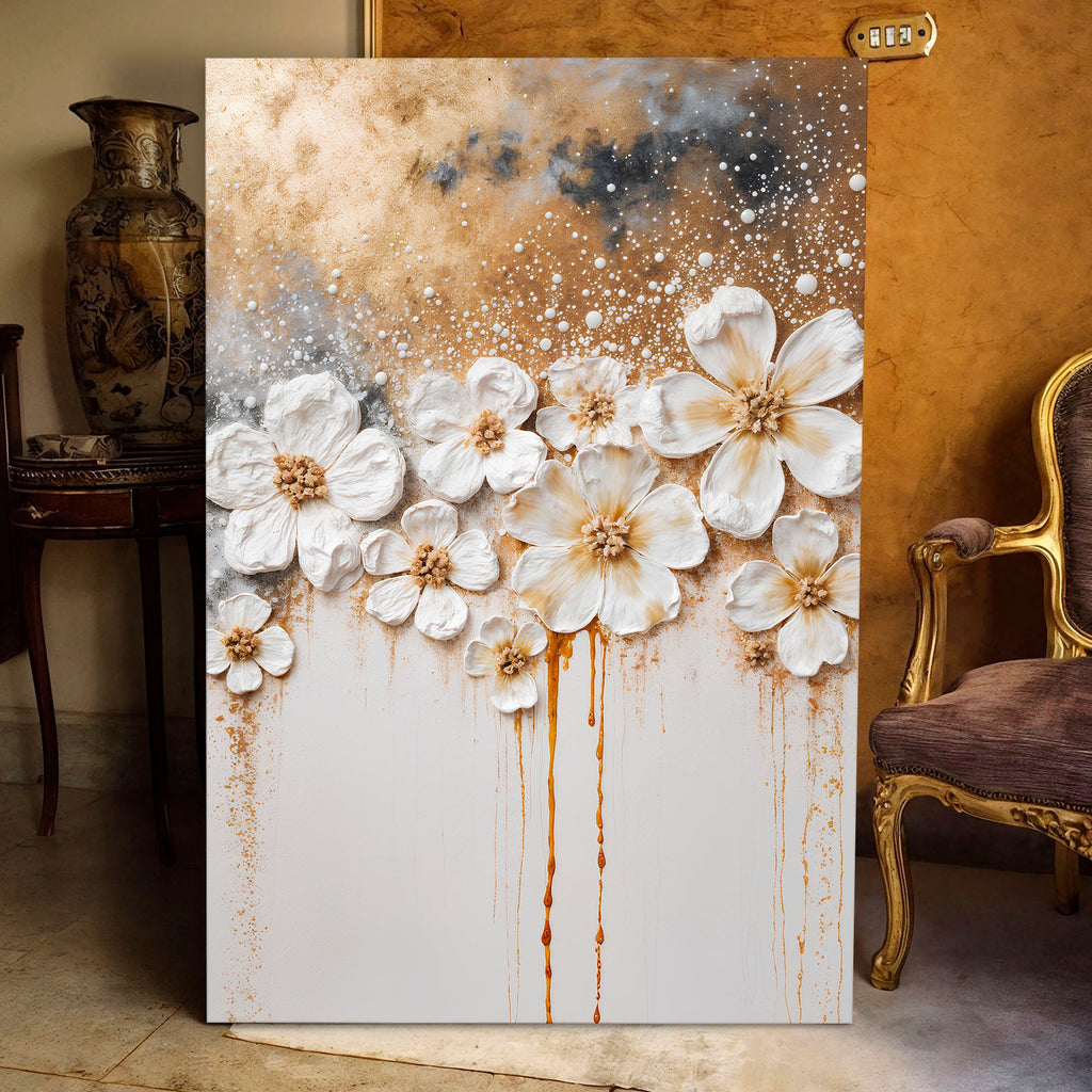 Gold Floral wall art with nature-inspired artwork