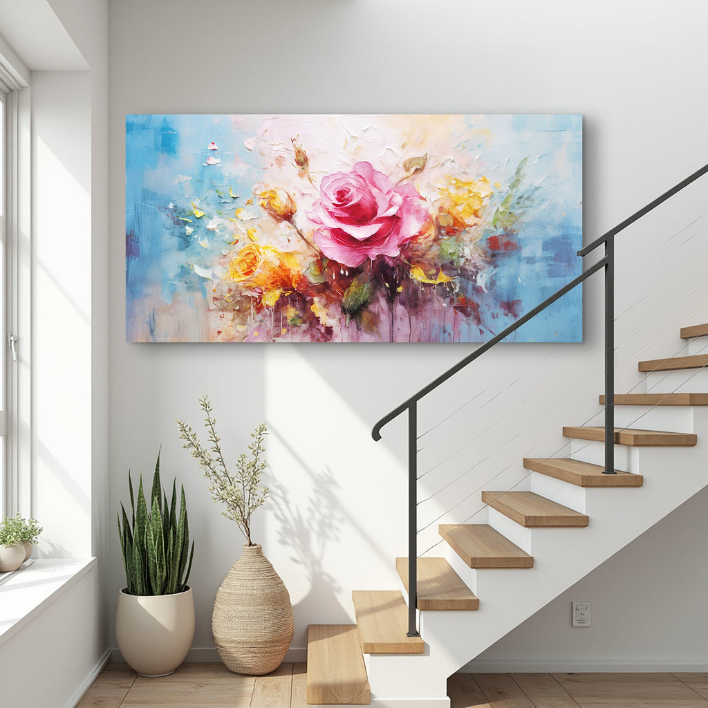 Rose Flower Impasto wall art with nature-inspired artwork - product view 4