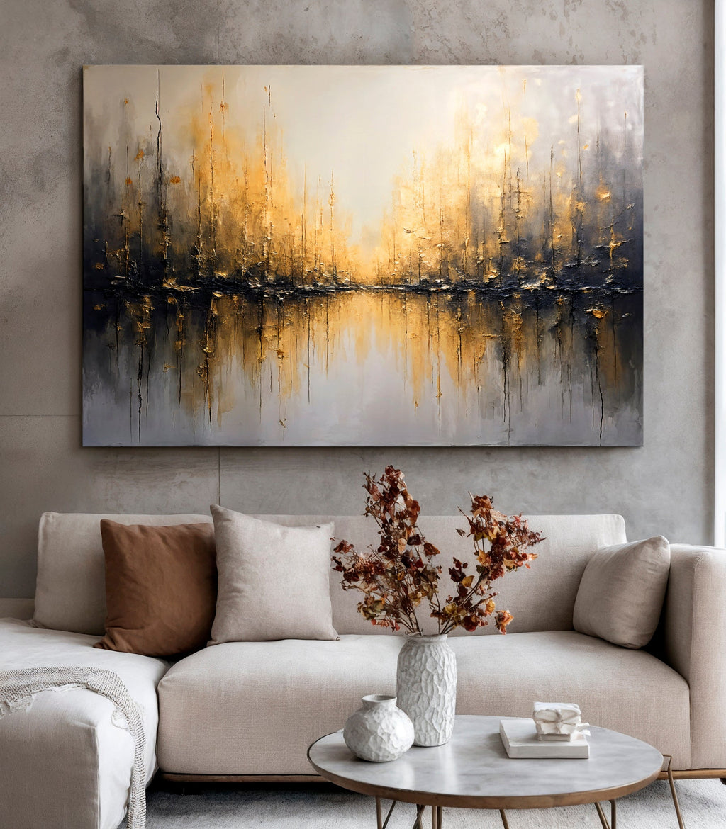 Golden Reflections Abstract wall art with nature-inspired artwork - product view 2