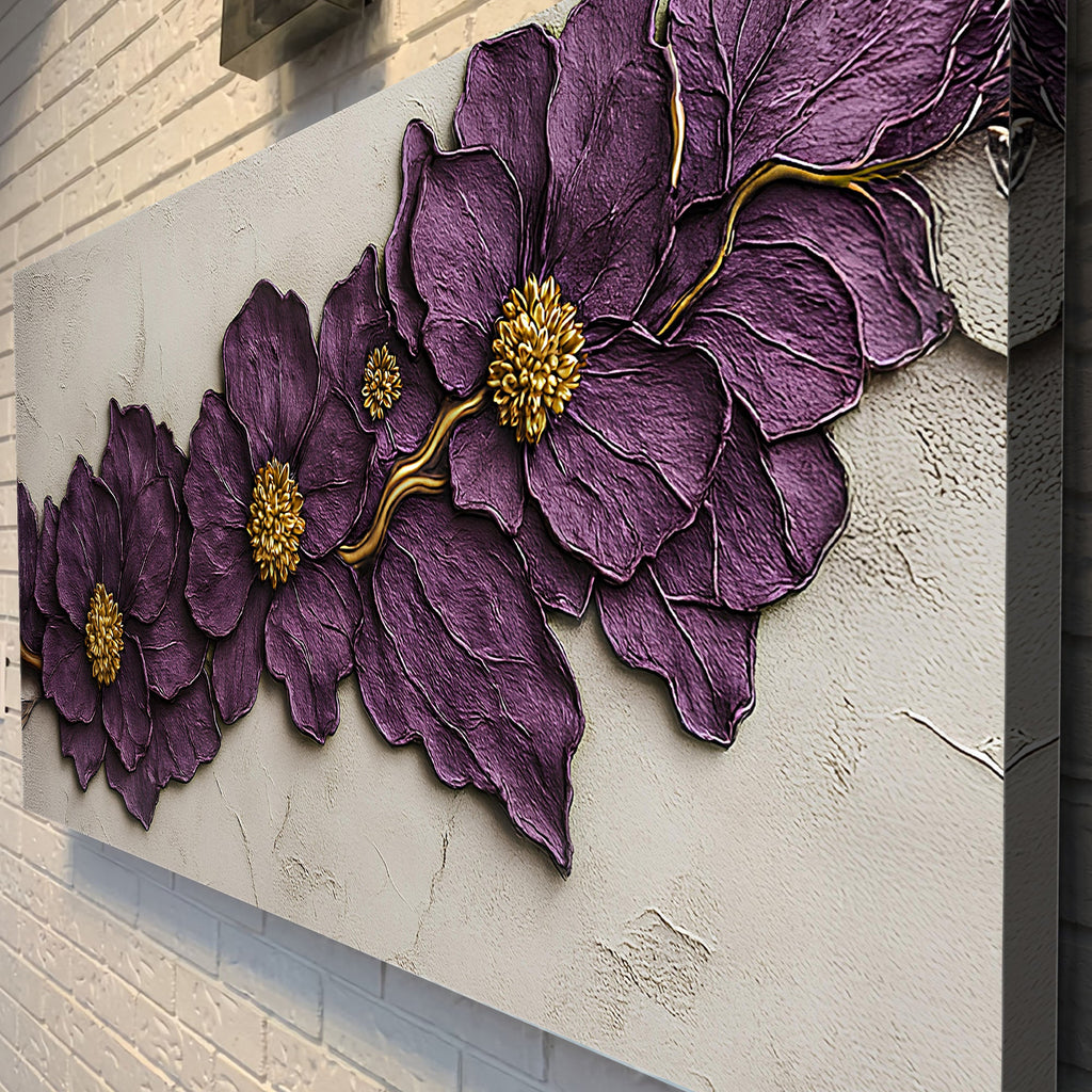 Purple Flower Plaster wall art with nature-inspired artwork - product view 5