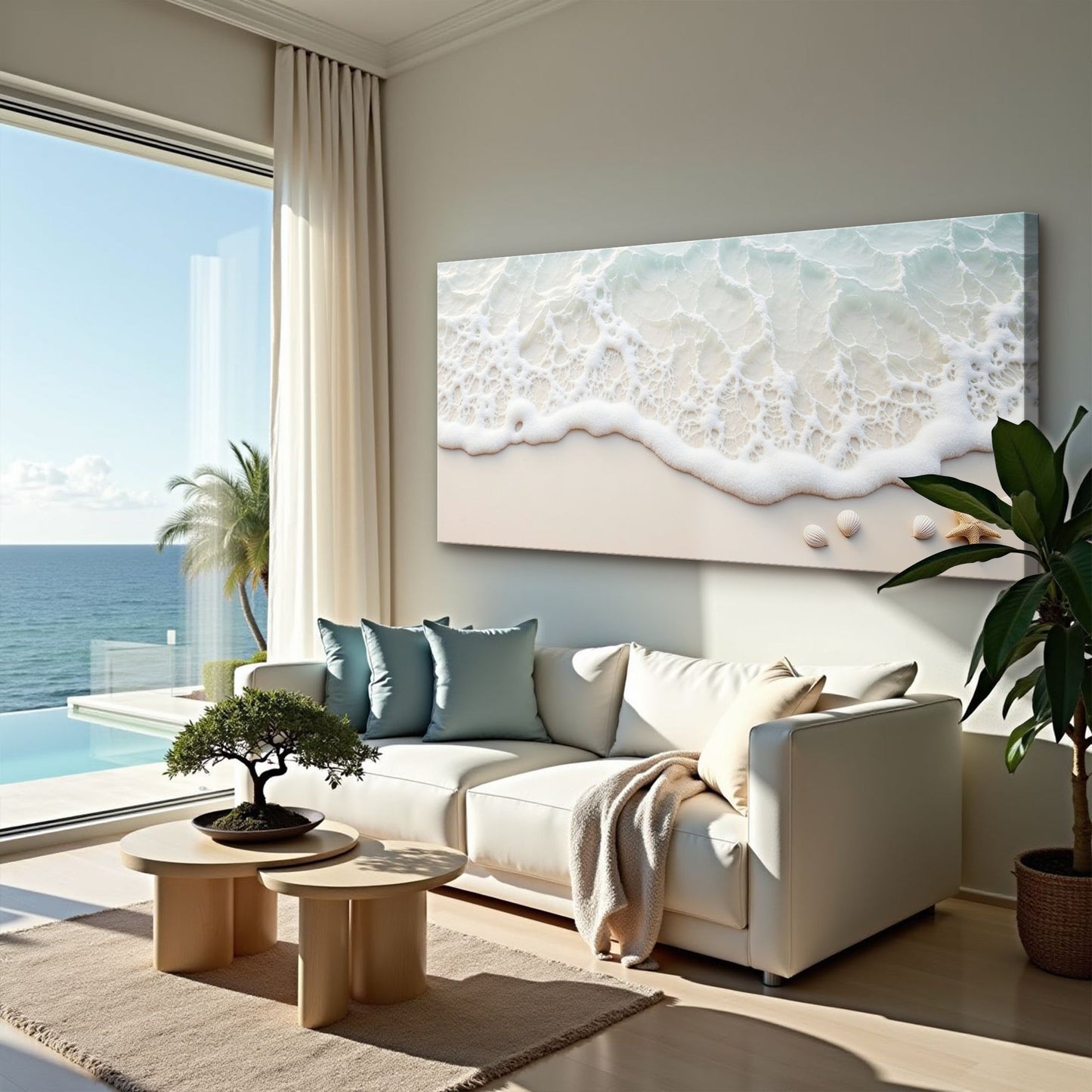 Serene Ocean Wave Coastal X wall art with nature-inspired artwork - product view 5