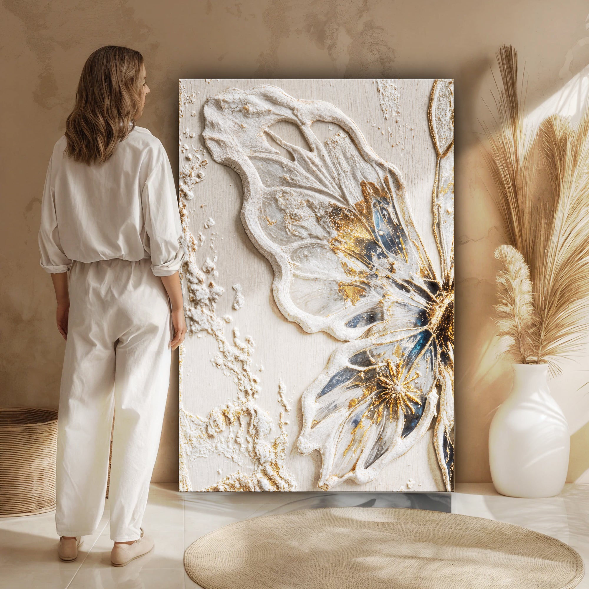 Half Butterfly wall art with nature-inspired artwork - product view 5