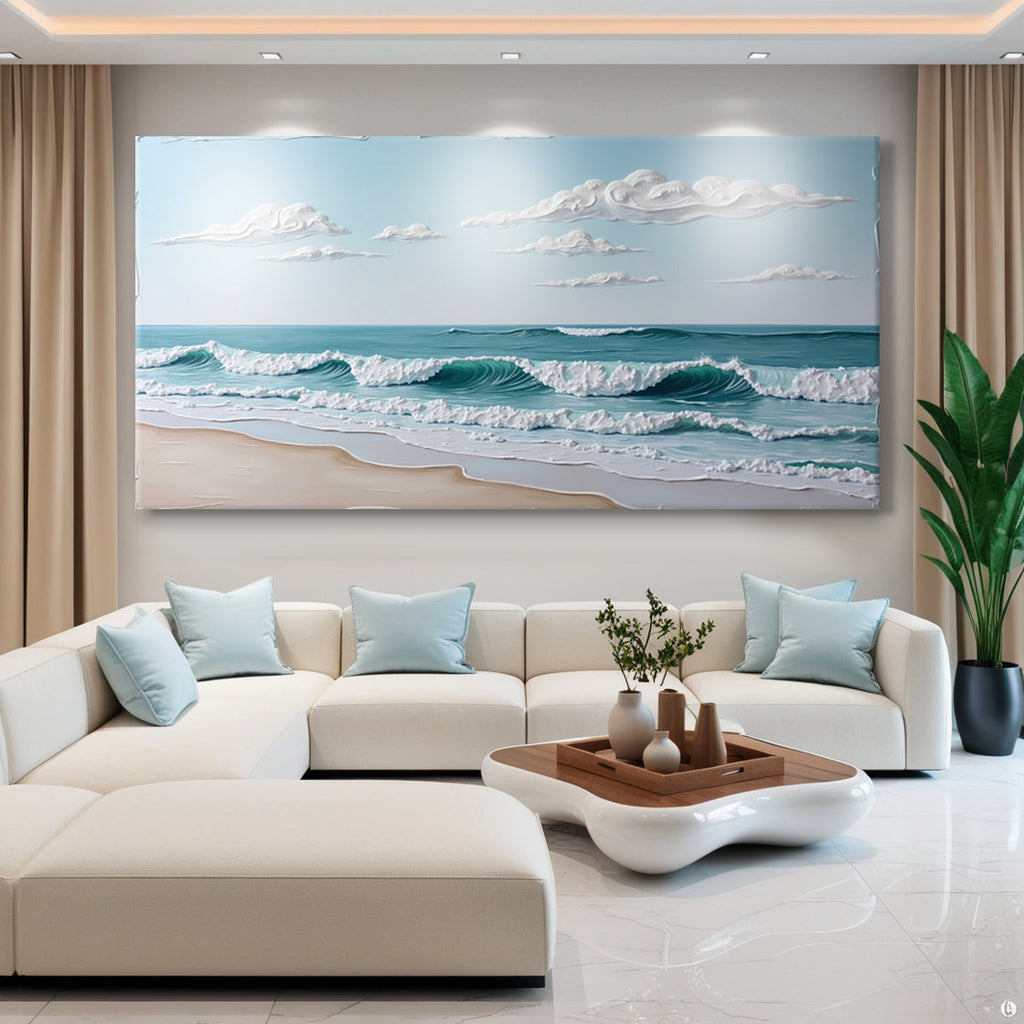 Serene Ocean Wave Coastal Xi wall art with nature-inspired artwork - product view 5