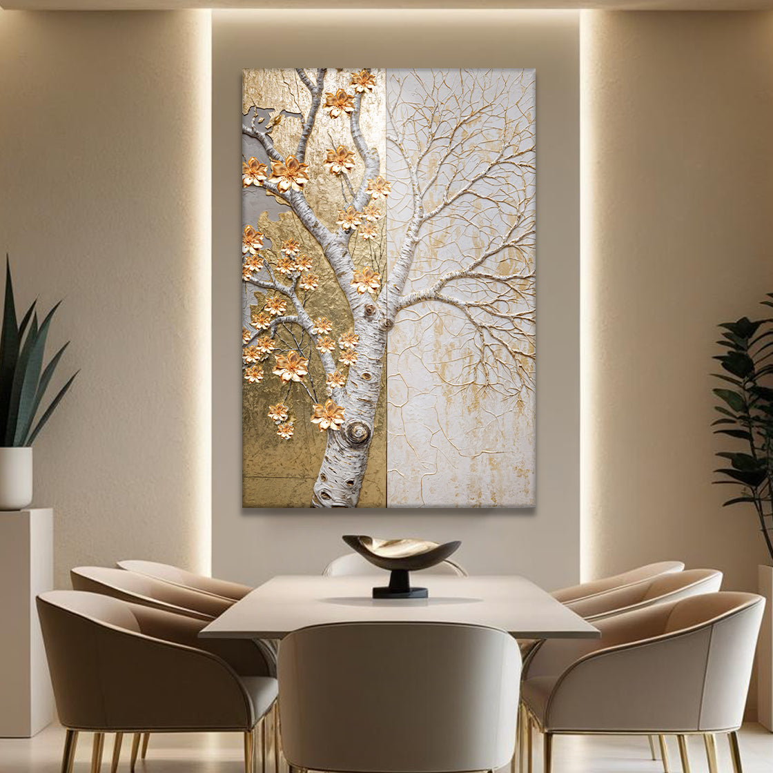 Ivory Seasons Impasto wall art with nature-inspired artwork - product view 5