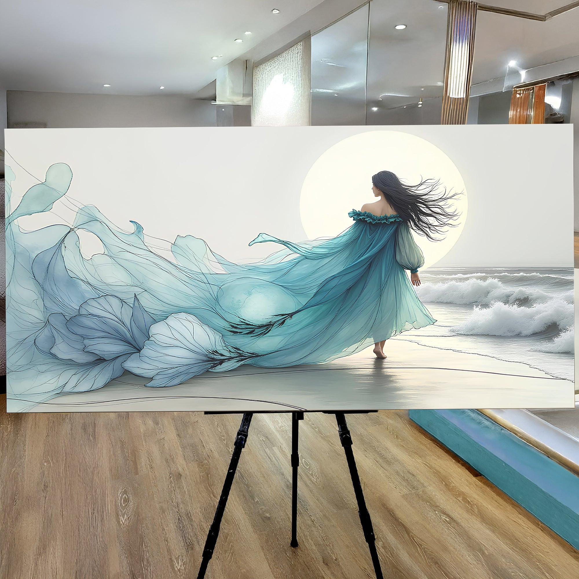 Swirling Winds by the Ocean Abstract wall art with nature-inspired artwork - product view 5