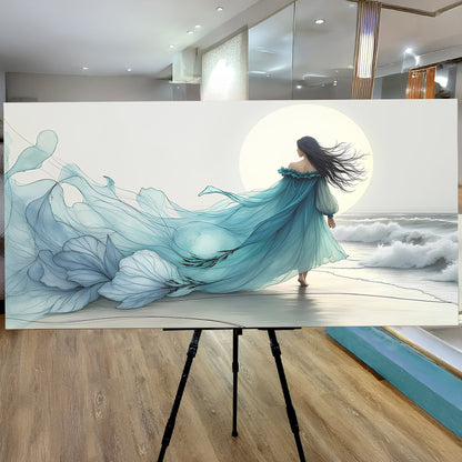 Swirling Winds by the Ocean Abstract wall art with nature-inspired artwork - product view 5