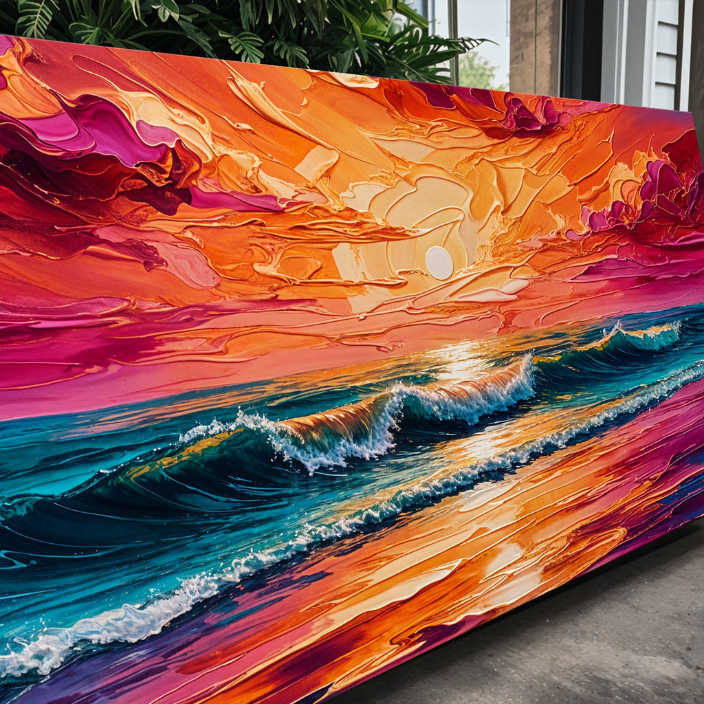 Coastal Sunset Impasto wall art with nature-inspired artwork - product view 5