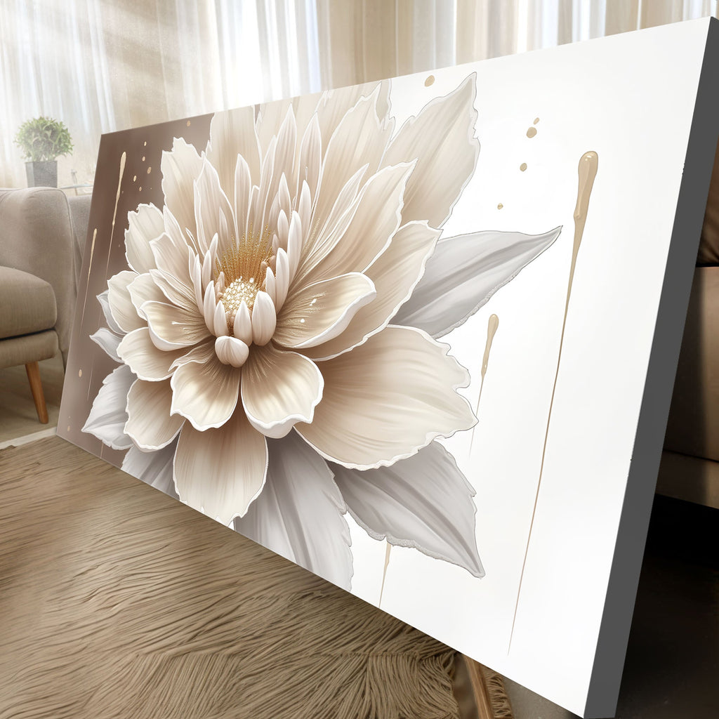 Single Beige Flower Abstract wall art with nature-inspired artwork - product view 5