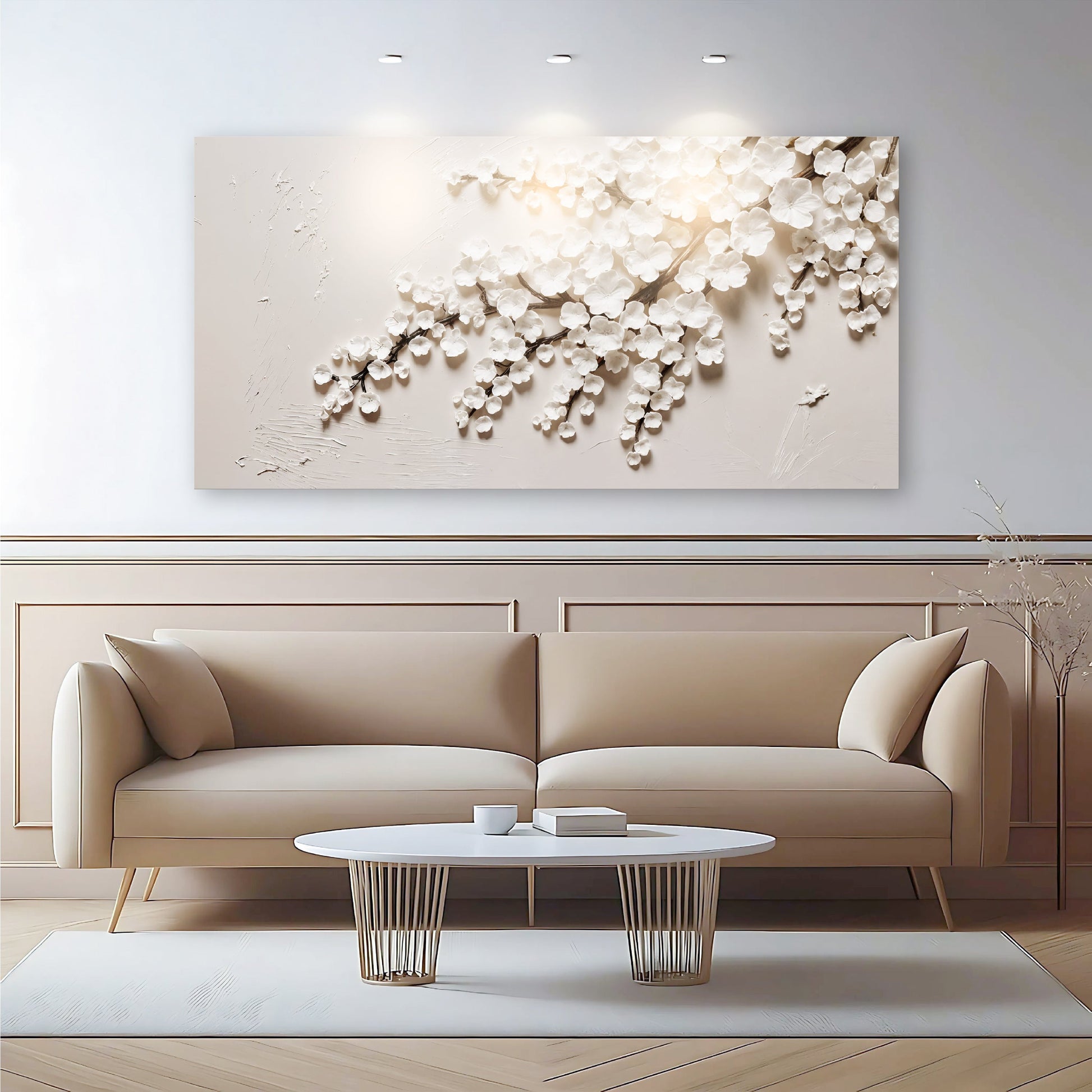 White Cherry Blossom wall art with nature-inspired artwork - product view 5