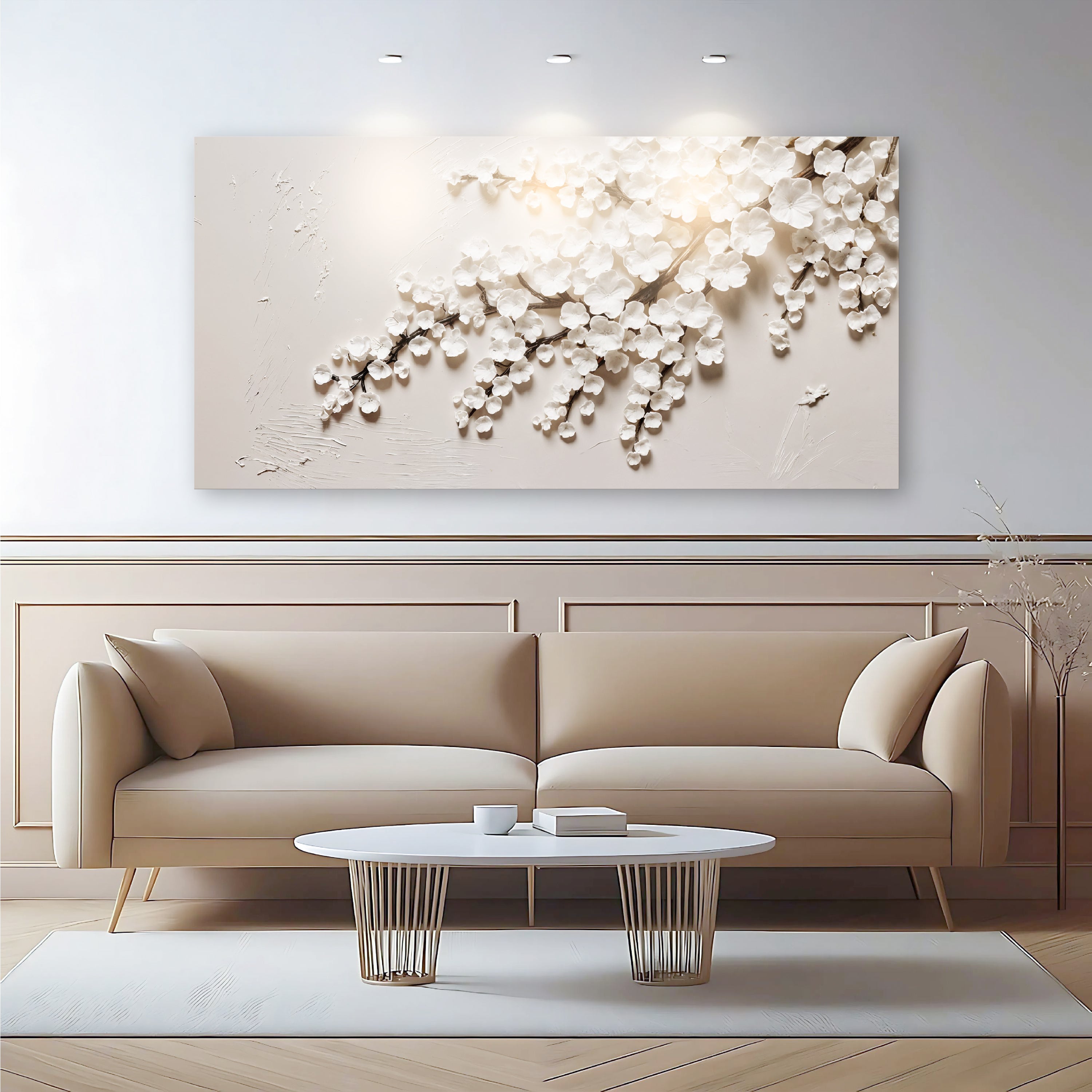 White Cherry Blossom wall art with nature-inspired artwork - product view 5
