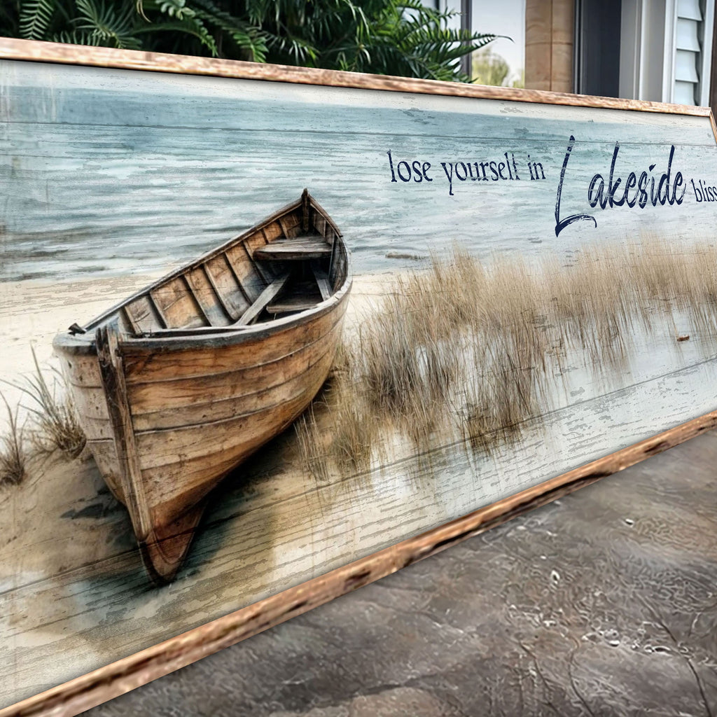Lose Yourself in Lakeside Bliss Lake House Coastal Sign Ii canvas with nature-inspired artwork - product view 5